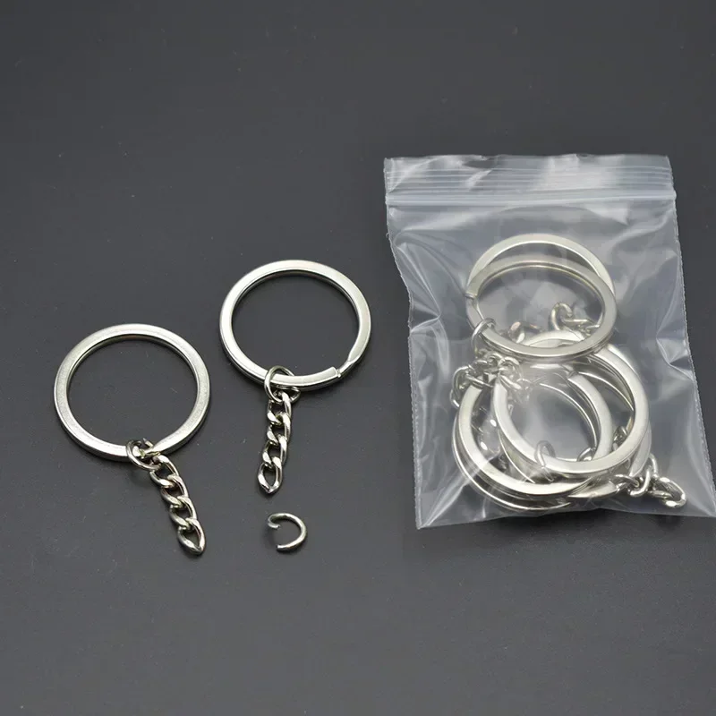 50/100pcs 스테인레스 스틸 구멍 플랫 키 링 DIY 가방 펜던트 버클 세련된 키 체인 만들기 라인 분할 반지 보석 결과