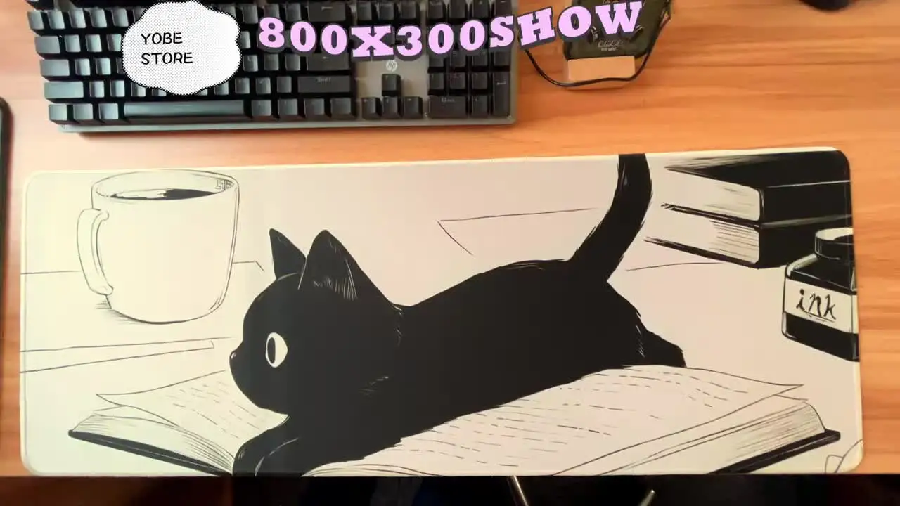 Alfombrilla De Ratón Con Diseño De Gato Negro - Tamaño 9.5x7.9 Pulgadas, Base Antideslizante, Regalo Para Amantes De Los Gatos