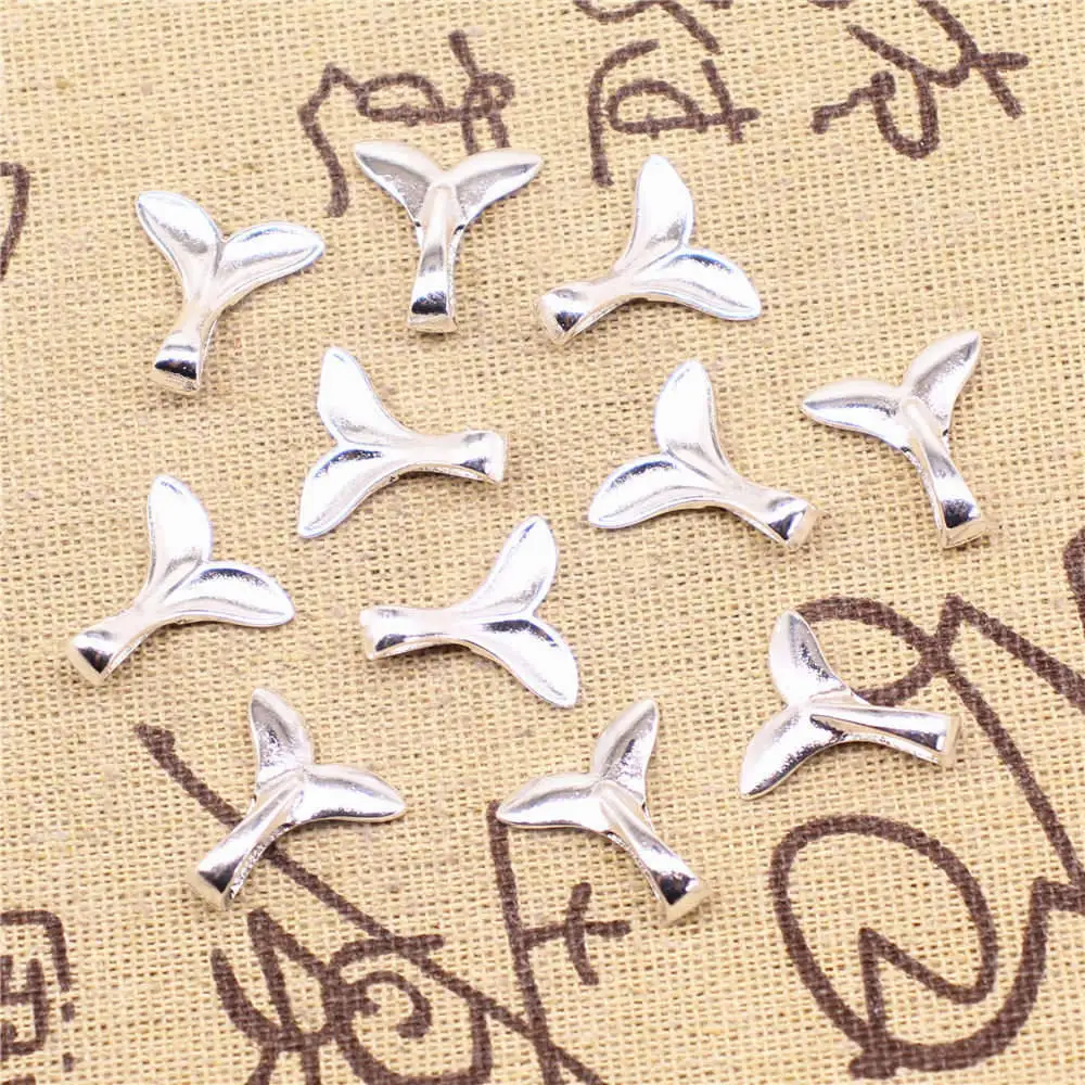 

Handmade Jewerly Findings For Diy Charms Fish Tail Antique Silver Color Pendant 16x17mm 20pcs