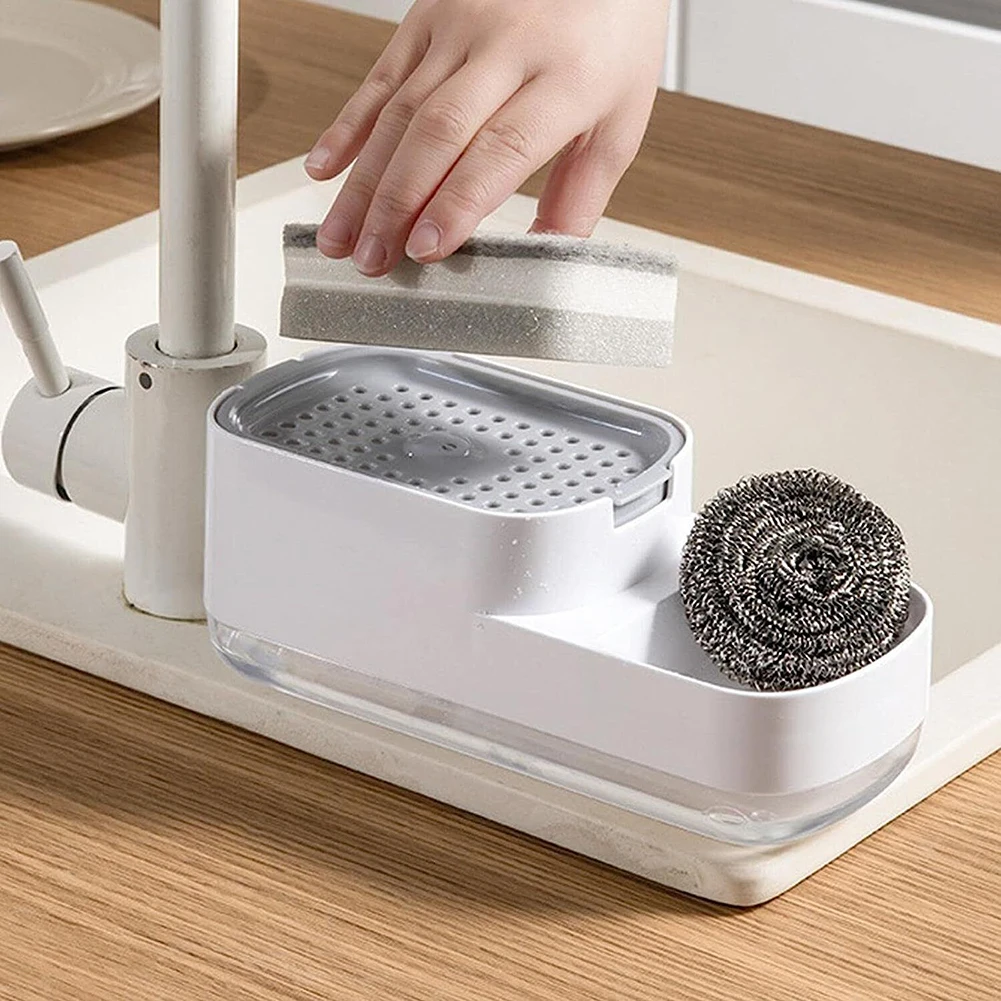 Description Picture 5 of itemNo More Soap Waste Dish Soap Dispenser with Quantitative Discharge Includes Sponge Holder Available in White and Black