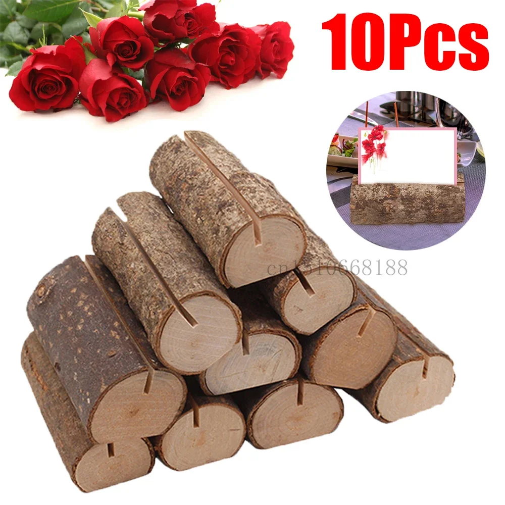 Rustic Natural Wood Place Card Holders 10Pcs Table Wooden Name Number Photo Holders Menu Stand Wedding Party Decoration place card holders