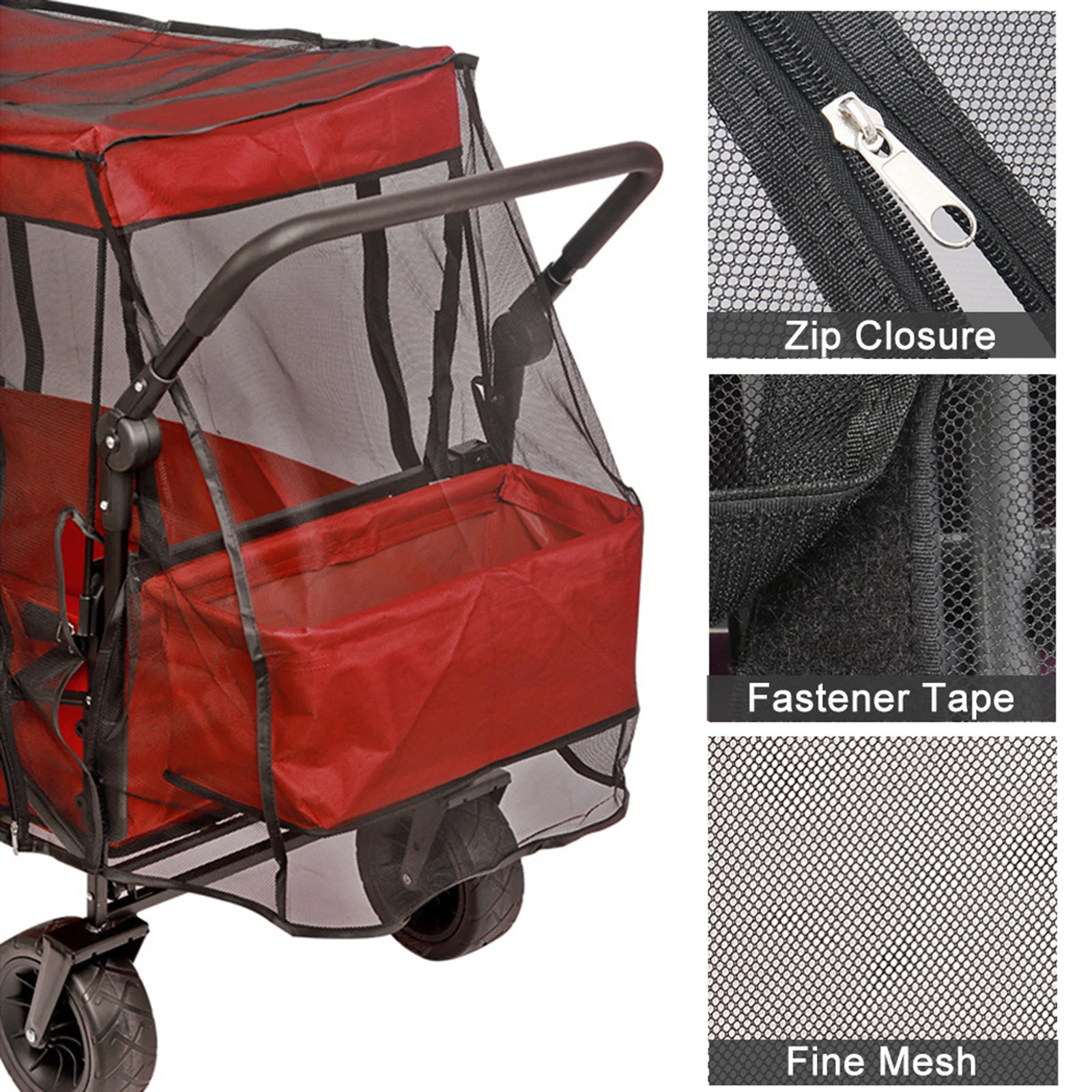 Mesh Net Cover Collapsible Beach Folding Wagon Accessories Attachment 88x48x50cm Outdoor Insect Proof Mesh Cover 1pc