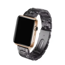 Elegant Resin Strap with Stainless Steel Buckle for S10-46 42 44 45 49MM (Black Flower)