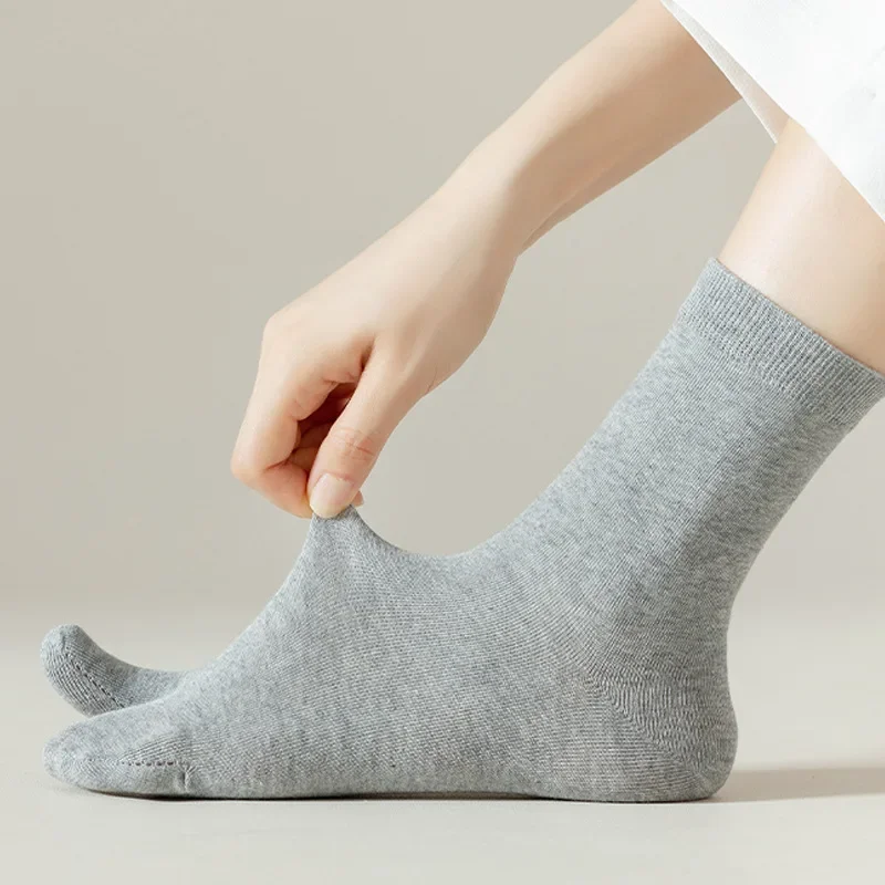 RANYAKE 6 Paar Split Teen Katoenen Tabi Sokken voor Vrouwen - Japanse Geta Flip Flop (2x Wit 2x Grijs