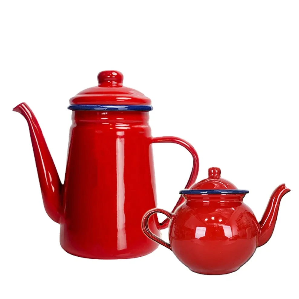 

1.1L Enamel Hand Brewing Coffee Pot Japanese Style Large Capacity Cold Kettle Narrow Mouth Oil Can For Kitchen