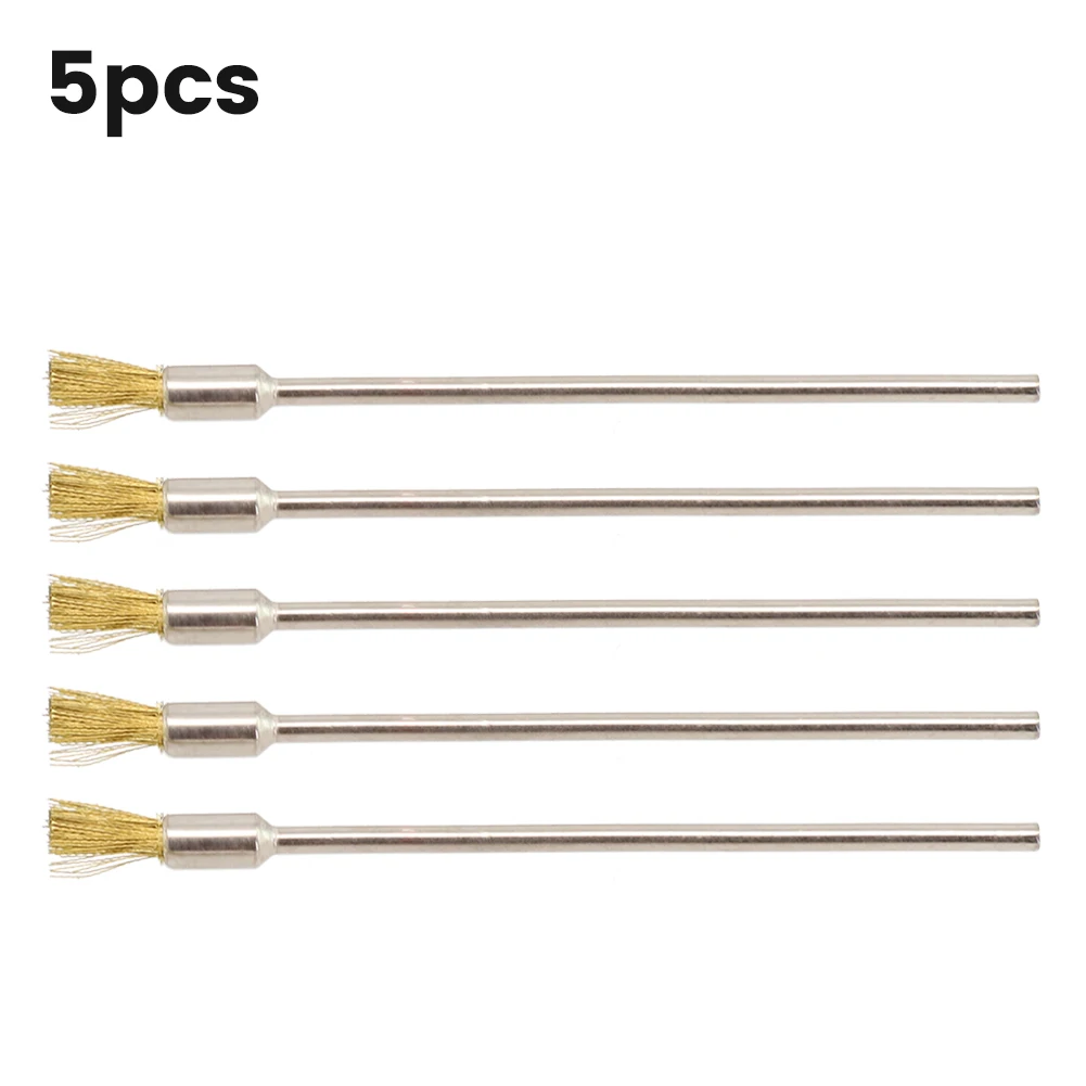 Wire Brushes Brass Stainless Steel 3mm Shank Extended Brush For Dremel Drill Polishing Grinding Wheel Cleaning Brush 5pcs