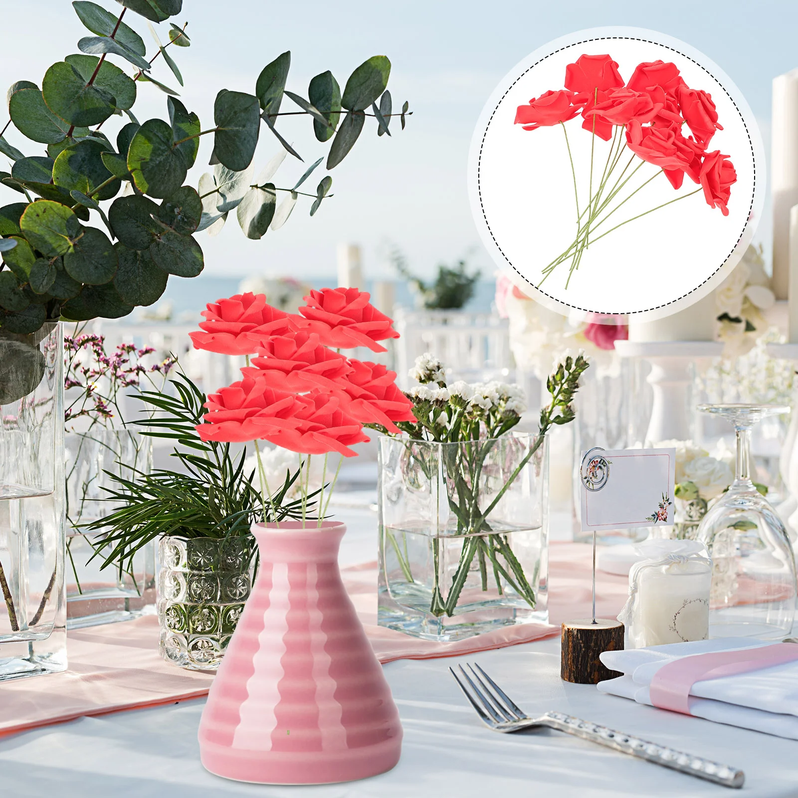 

Artificial Rose Bouquet Flower Decoration Dinner Table Chic Hand Tied Wedding Home