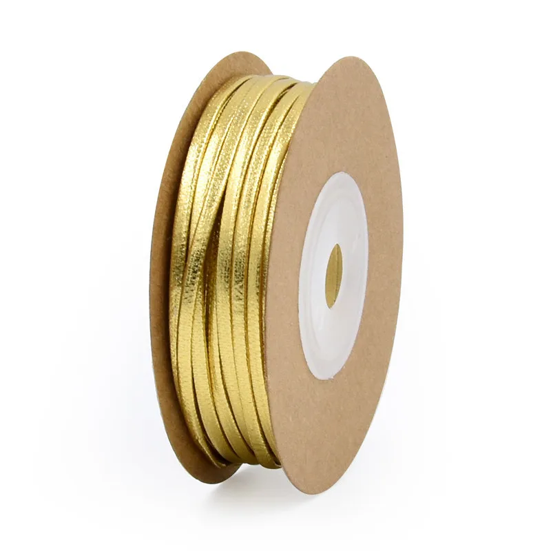 Cordon Cuir Tressé Imitation – 5m X 5mm, Couleur Or – Pour Déco Et Loisirs Créatifs
