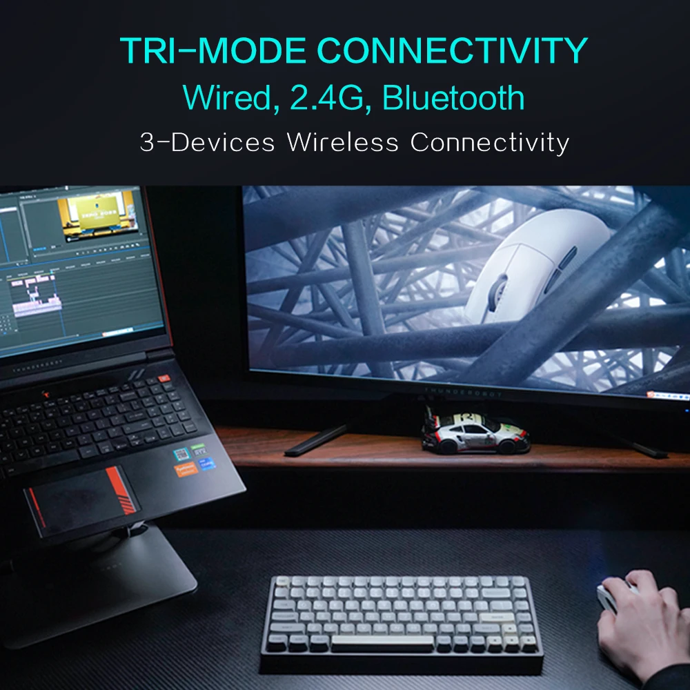 Thunderobot-mouse para Jogos sem Fio Ml901 Três Modos Bluetooth 2.4g com Fio Design Ultra Leve Paw3395 - Imagem 5