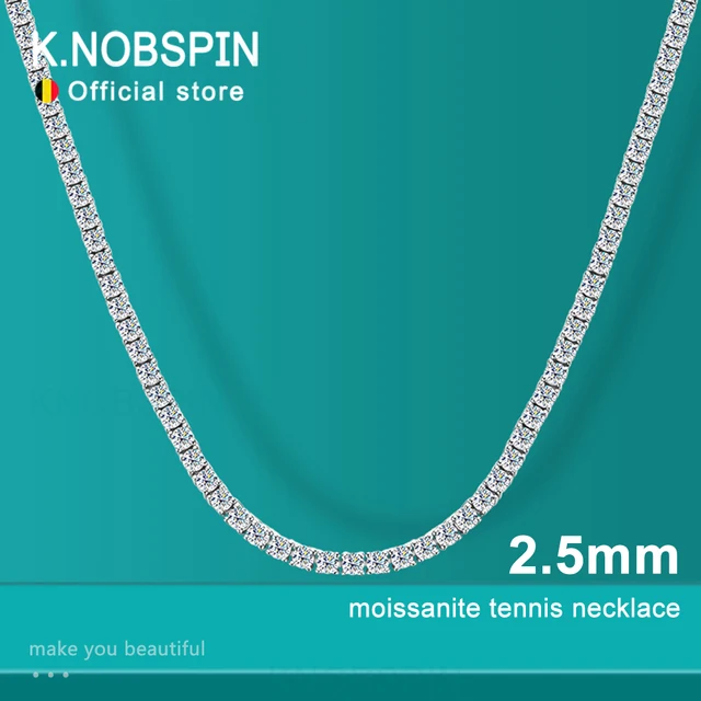 KNOBSPIN Moissanite Tennis Necklace - Full Diamonds Pendant