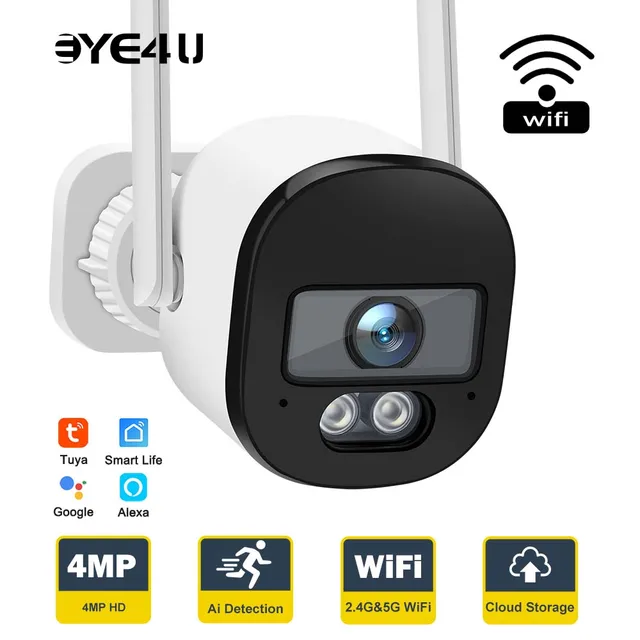 Tuya 4MP Bullet Security Camera 2.4G/5G WiFi 2K Outdoor Video Cameras SmartLife Mini CCTV Surveillance Camera Alexa Google Home 1