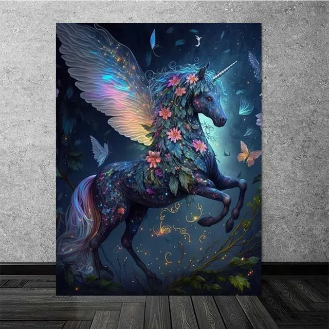 Black Horse Rainbow Diamond Painting