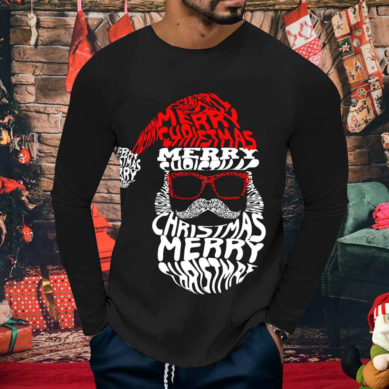 

Mens Christmas Pullovers Fashion Navidad Printed Sweetshirts Y2k Santa Claus Crew Neck Jumper Baggy Xmas Gift Graphic Sudaderas