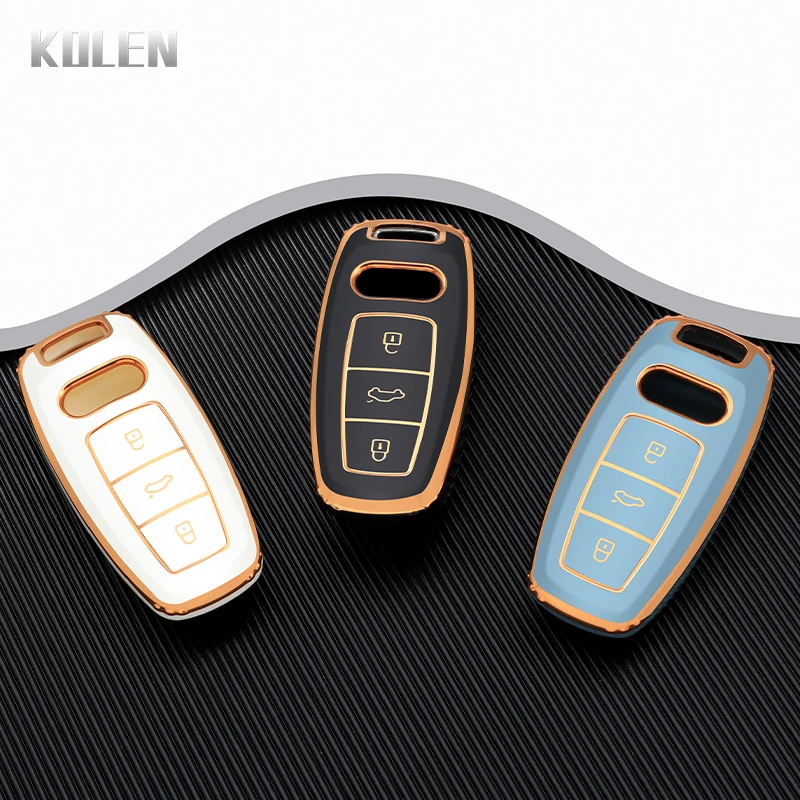 TPU Car Remote Key Case Cover Shell Keyless Holder Fob Keychain Accessories For Audi A6 A7 A8 E-tron Q5 Q8 C8 D5
