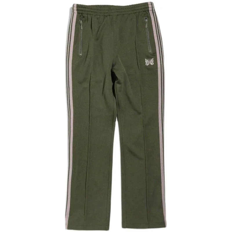 

Брюки для мужчин и женщин y2k, тренировочные штаны с лентой и вышивкой бабочки, с иглой, Джоггеры в полоску