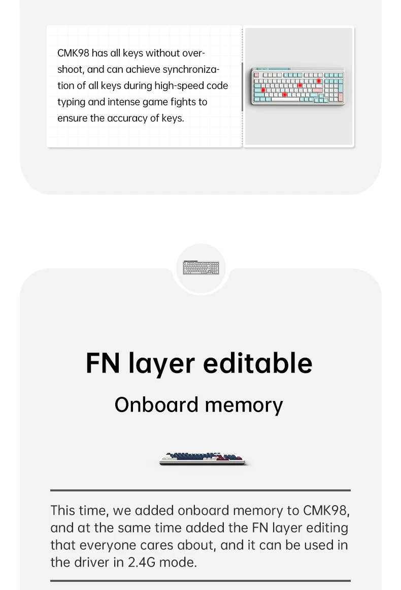 keyboard for multiple computers FL·ESPORTS CMK98 Hot-Swappable Mechanical Keyboard 98-Key RGB Wired Version pc gaming keypad
