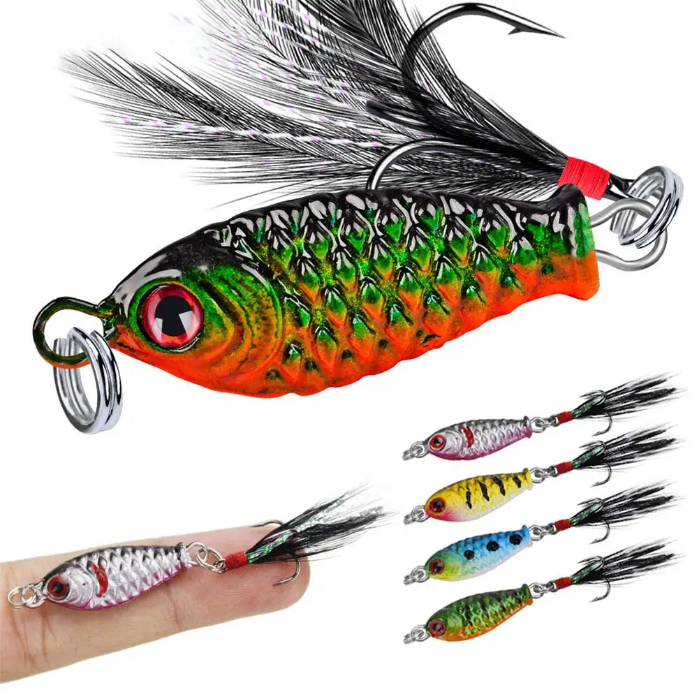 

4Pcs 3cm 6g Mini Fishing Lures Set With Feather Artificial Lure Bait With Hooks Suitable For Bass Trout