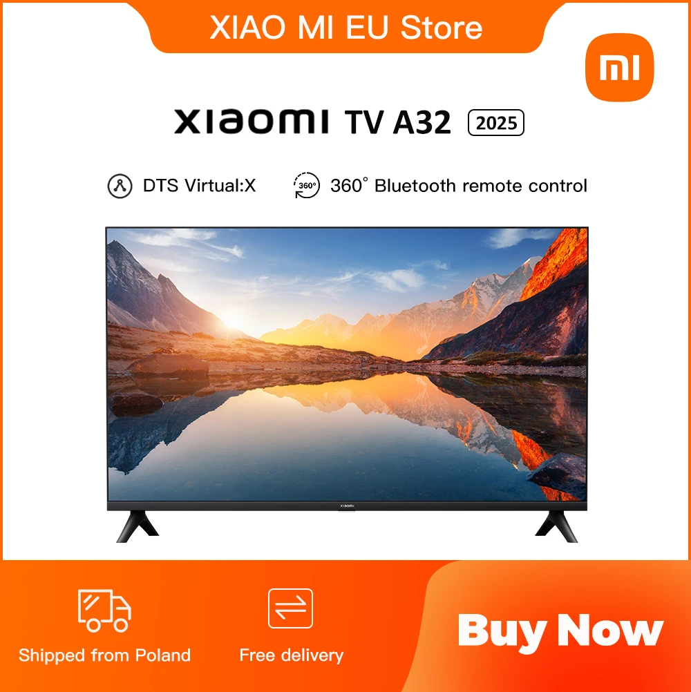 Xiaomi TV A 32, kompaktowy rozmiar z kolorowym ekranem, dynamiczny dźwięk z Dolby Audio ™ DTS-X i DTS Virtual:X, najwyższej klasy metalowe wykończenie