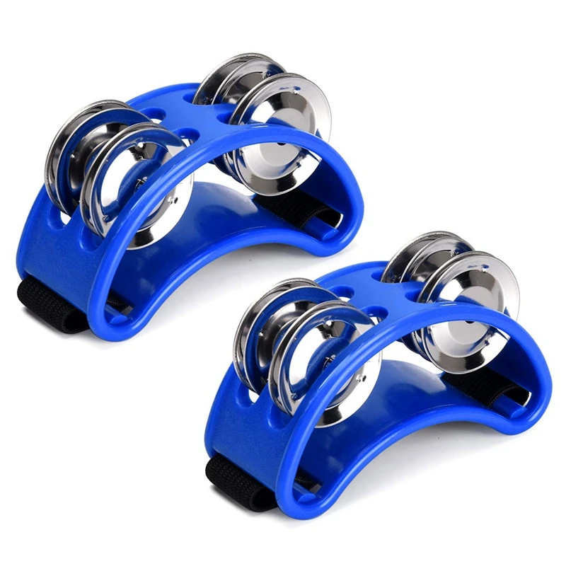 NALFI-2PCS Foot Tambourine Percussion, Musical Instrument Percussion Pedal With Steel Jingle Bells