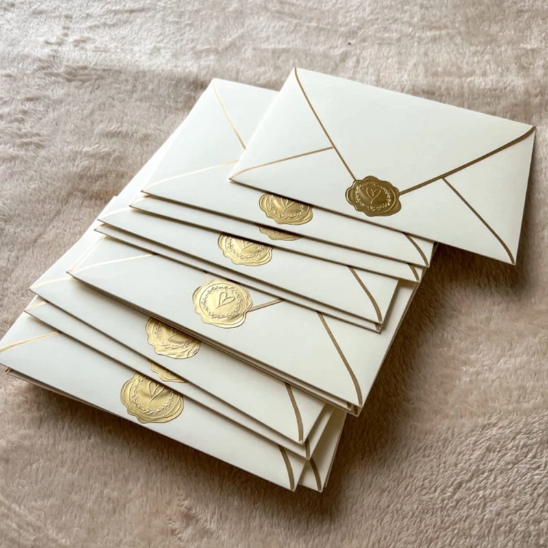 100-200pcs Gold Embossed Heart Stickers Envelope Seal Wax Looking Labels  Wedding Party Invitation Card Christmas Gift Decoration - AliExpress