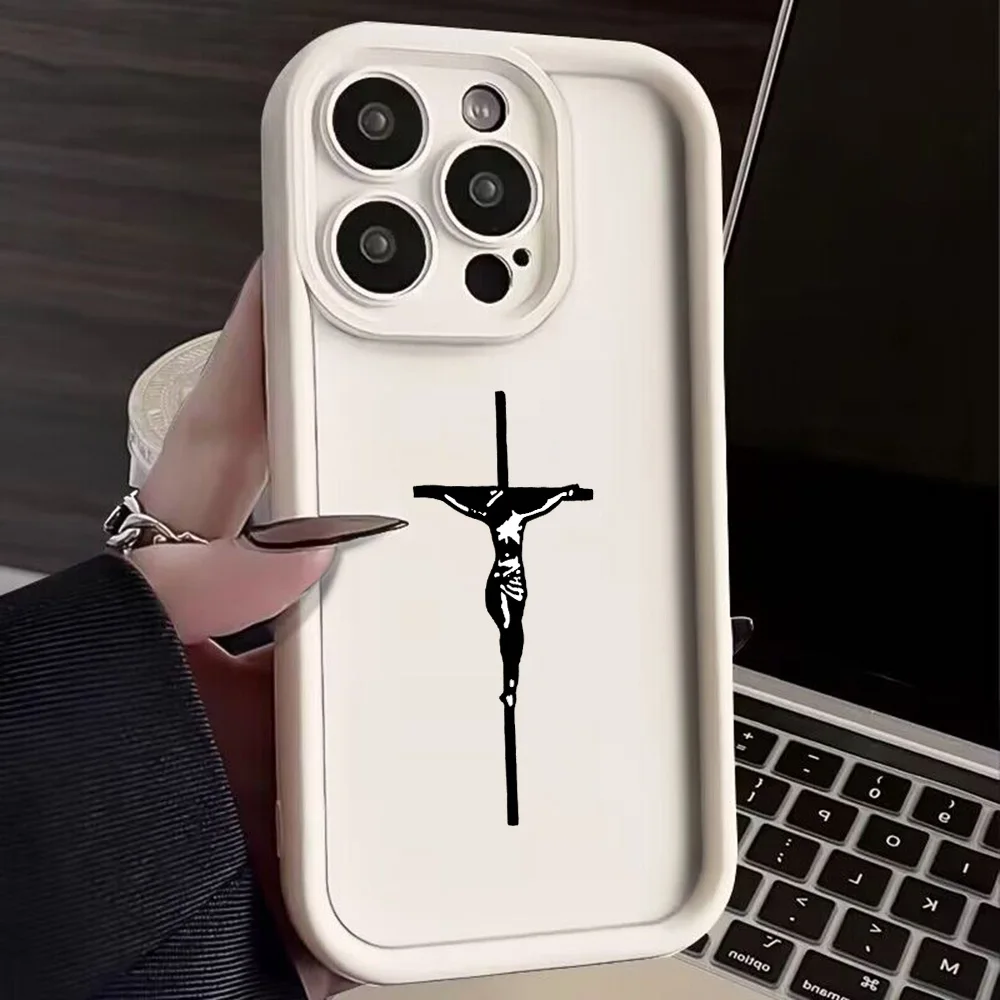 Elegant Jesus Cross Art Phone Case - Soft TPU Protective Cover