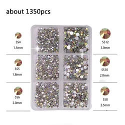 Multi - Size AB Crystal Nail Rhinestones - Flat Bottom Diamond Gems (AB about 13500pcs)