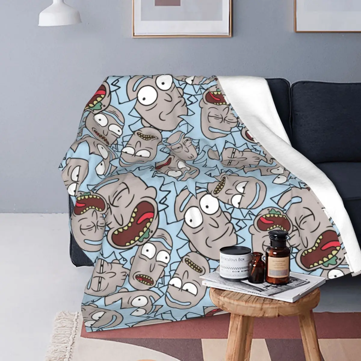 

Cool-Ricks-S-Blue Blanket Fleece Print Cartoon Anime Multifunction Super Warm Throw Blankets for Home Travel Rug Piece