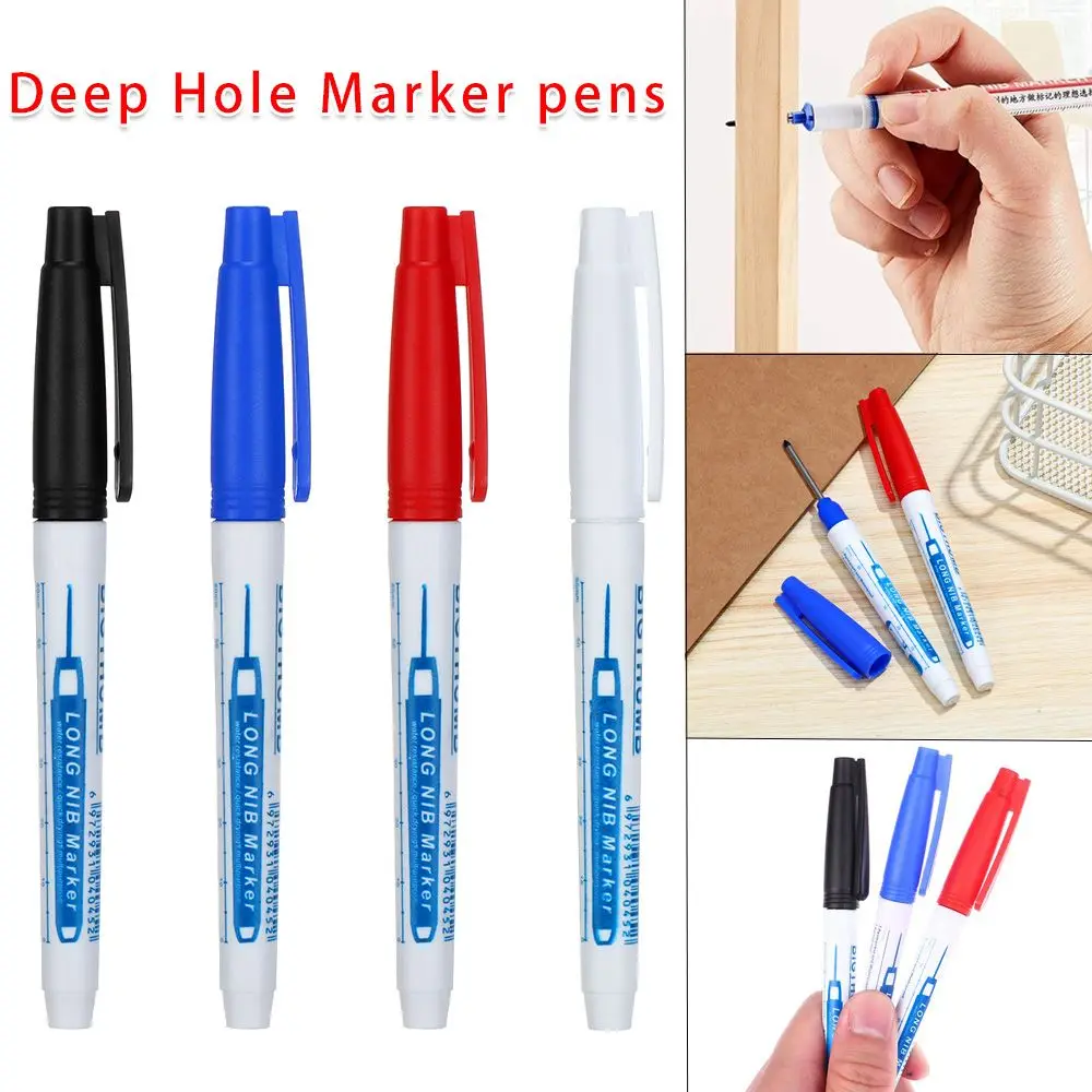 

1pcs 30mm Long Head Markers Deep Hole Marker Pens Craftwork Multi-purpose Woodworking Carpenter Pen Mark Tool Red/Black/White