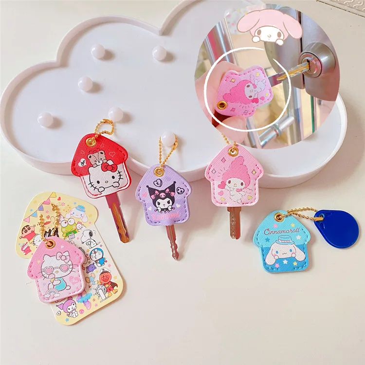 Kawaii Hello Kitty Keychain Sanrio Anime Cartoon Melody Kuromi Cinnamoroll Toys Cute Pendant Dolls Car Key Cover Ring Girl Gift sanrio headphone cover purple kuromi blue cinnamoroll leather earphone protection cover airpods 3 generation wireless earbuds