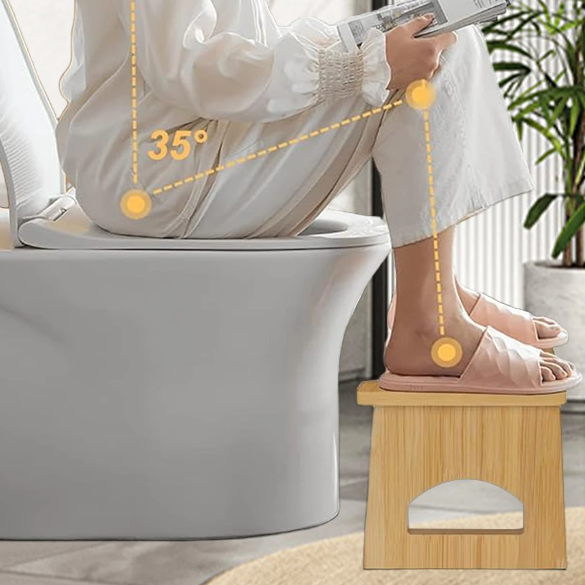Bamboo Folding Toilet Stool With Non-Slip Steps, Collapsible &Amp; Space-Saving For Kids &Amp; Adults In Bathroom Sa7C910E1E74D402F9D3051Ee4A575157L