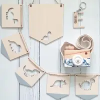 Bunting Banner Nordic Style DIY Dinosaur-shaped Hole Cute Decorative Wood Slices Holiday Party Banner Home Decoration  1