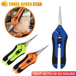Stainless Steel Straight End Elbow Flower Branch Scissors Anti-slip Grip Pruning Gardening Fruit Pruning Grape D Branch Pruner