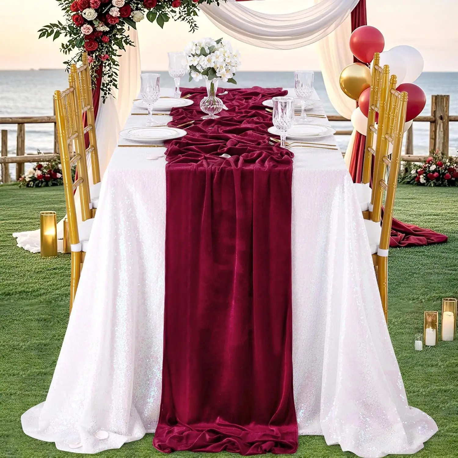 Velvet Table Runner - Luxury Wedding and Banquet Table Decor Luxurious Velvet Table Runner, Wedding Reception Baby shower Decora, Soft Table Linen Overlay, WeddingTable Runner Room Decor 9