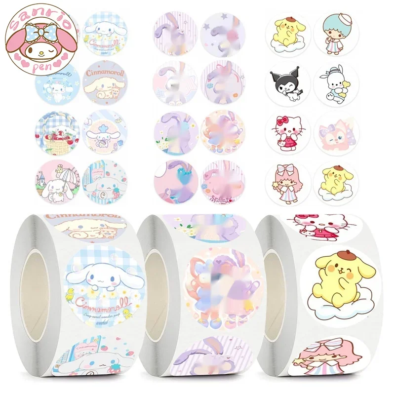 

10pcs Sanrio Cartoon Stickers Children's Reward Cinnamoroll Kuromi Hand Stickers Decorative Girls Roll Toy Stickers Wholesale
