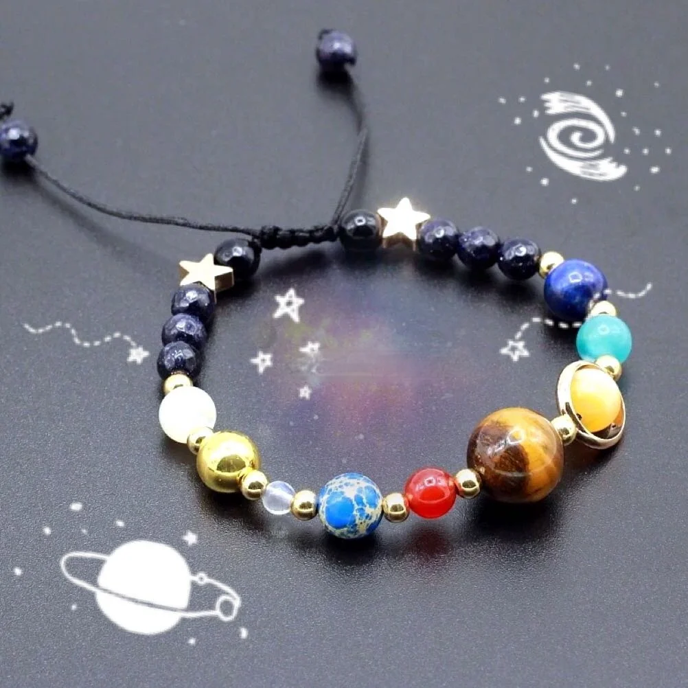 Beaded Bracelet Cosmic Galaxy Solar System Female Transfer Beads Eight Planets Natural Hand-woven Student