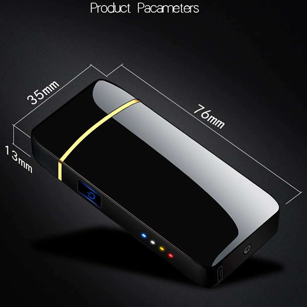 New Touch Sensing Metal Outdoor Electric Windproof Lighter Dual Arc Flameless Plasma USB Rechargeable
