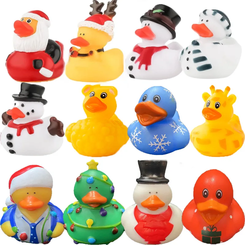 6-24pcs Christmas Rubber Ducks 2.5 Inch Assorted Rubber Ducks with Various Christmas Characters Novelty Rubber Duck Toys 3
