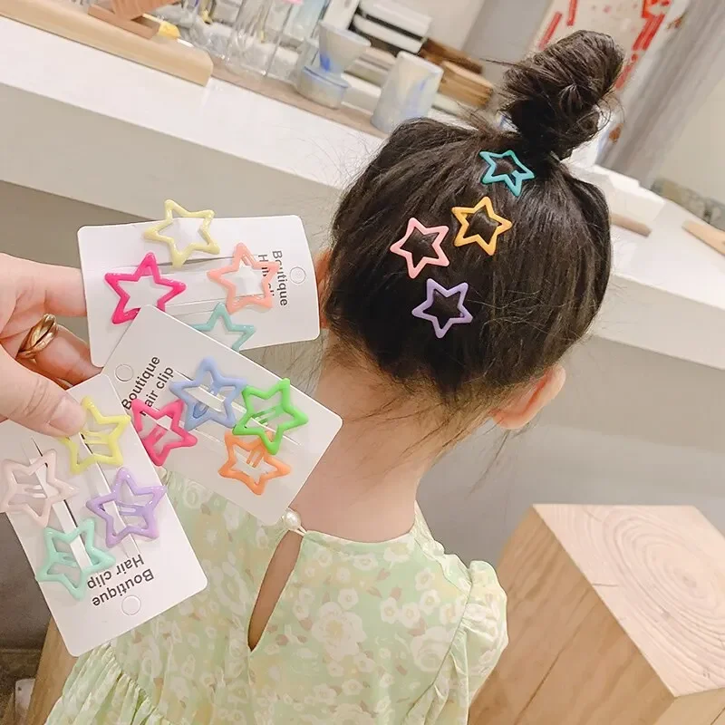 Children Hair Clips Ornament Geometric Stars Heart 8 Pcs