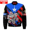 Custom Name Puerto Rico Boricua Country Tattoo Retro Vintage 3DPrint Casual Funny Sportswear Windbreaker Winter Bomber Jacket A1 3