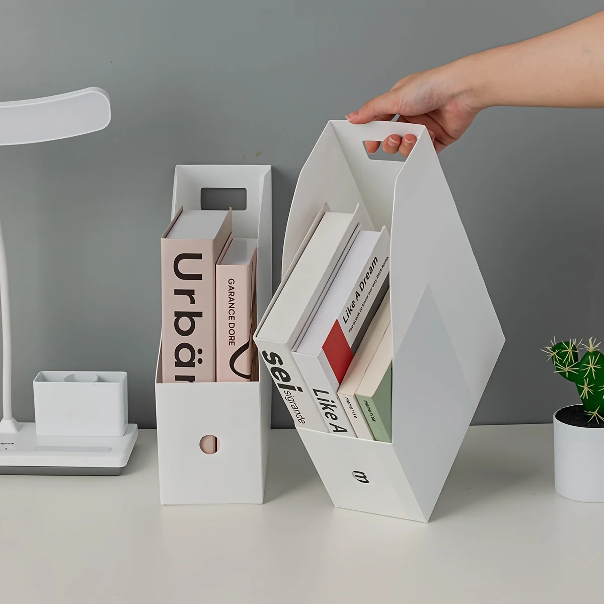 Plastic Multi-Purpose Desk Organizer - Book Stand & File Holder for Office Supplies and Stationery 4