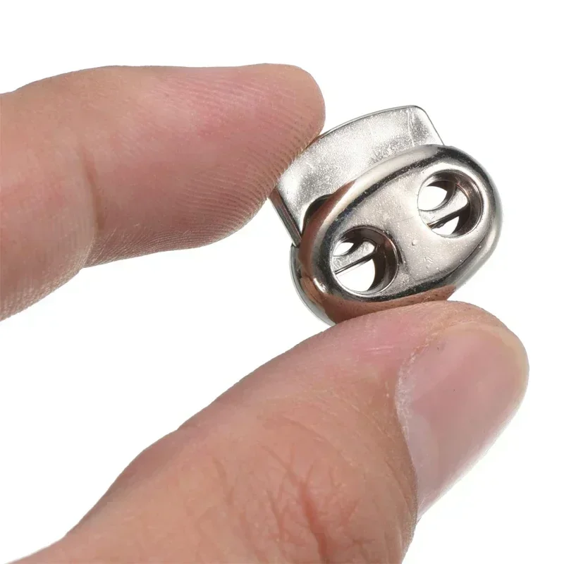 4mm-5.5mm Twin Hole Metal Stopper Cord Locks Bean Drawstring Toggle Clip Apparel Shoelace Sportswear Button Accessorie 10Pcs cord lock stopper detachable stopper cord lock cord stopper cord end lock