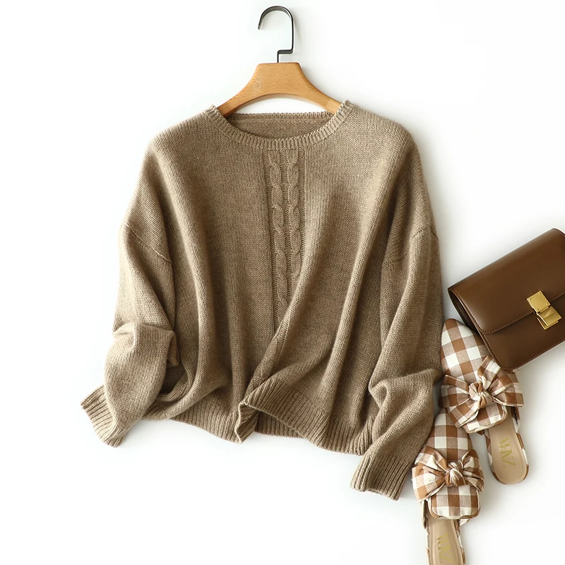 

masigoch korean winter new 5gg 6ply fashion drop shoulder knitwear luxury knits 100% cashmere cable sweater