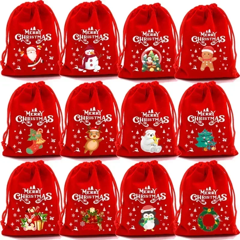 Weihnachten Samt Taschen Adventskalender Weihnachten Geschenk Taschen 9x12 15x20cm Kordelzug Beutel Weihnachten Süßigkeiten Schmuck Verpackung Taschen