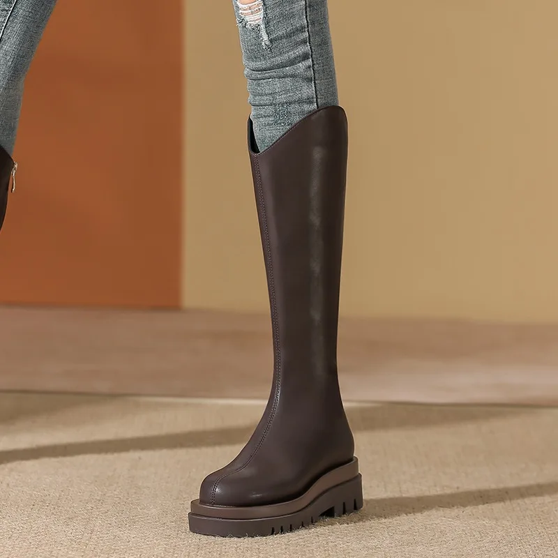 Long Tube Boots for Women in 2024 Fashion Thick Soled Heels Women Knight Boots Slim Temperament Shoes for Womens 41-198