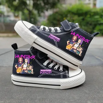 Scarpe da ginnastica per bambini Kpop Demon Hunters, scarpe alte in tela per ragazze, scarpe da studente, scarpe da tennis traspiranti per esterni, scarpe casual.