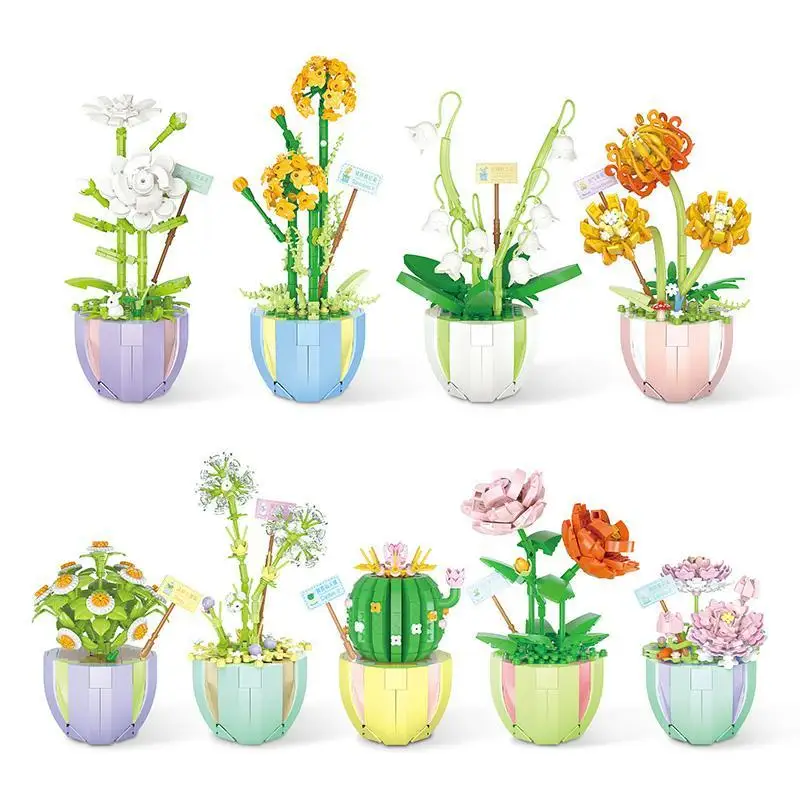 

Succulent s Pot Plant Assembled Girl Series Birthday Gift Rose Girl Bouquet Building Block Flower