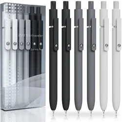 Smooth Writing Black Ink Pens, 6 - Pack Fine Point, Office Desk Accessories & Writing Supplies Gifts (WHITE)