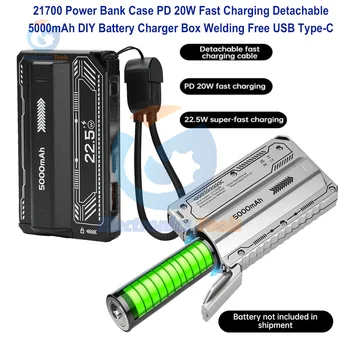 5000mAh 1 sezione Saldatura gratuita 21700 Custodia Power Bank PD 20W Custodia di ricarica rapida USB Type-C Scatola caricabatteria fai da te 5V 2A