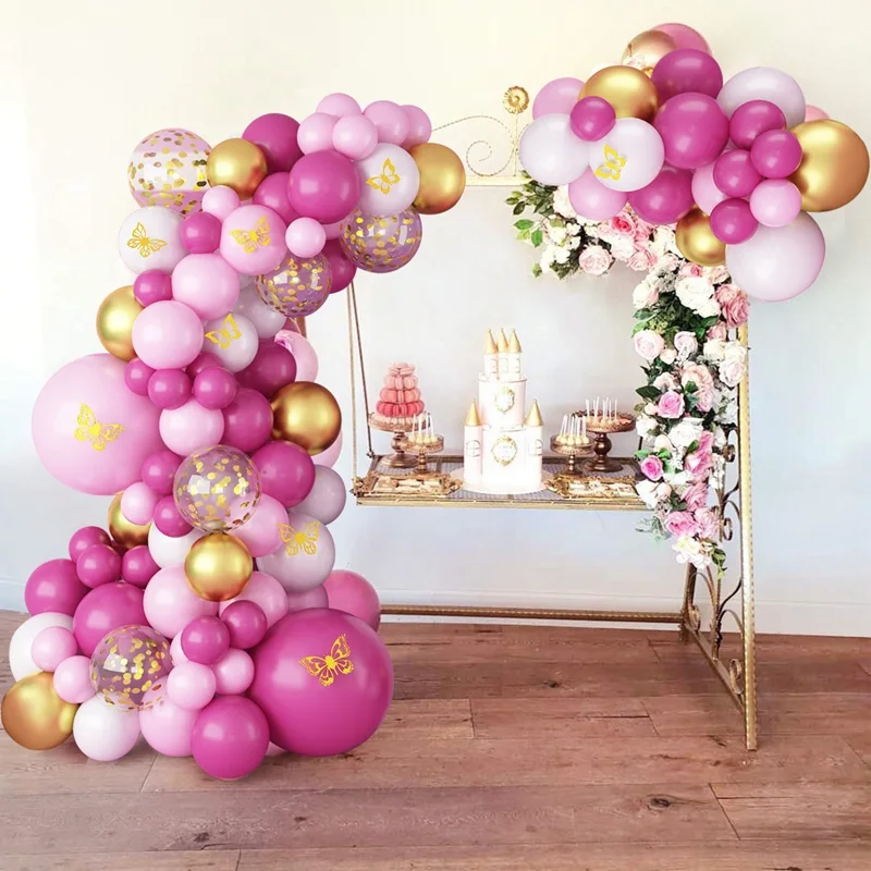 Description Picture 5 of itemPink White Gold Balloon Arch Kit Balloon Garland Bow Balloons Wedding decor Baby Shower Girl Birthday Party Baloon Decoration