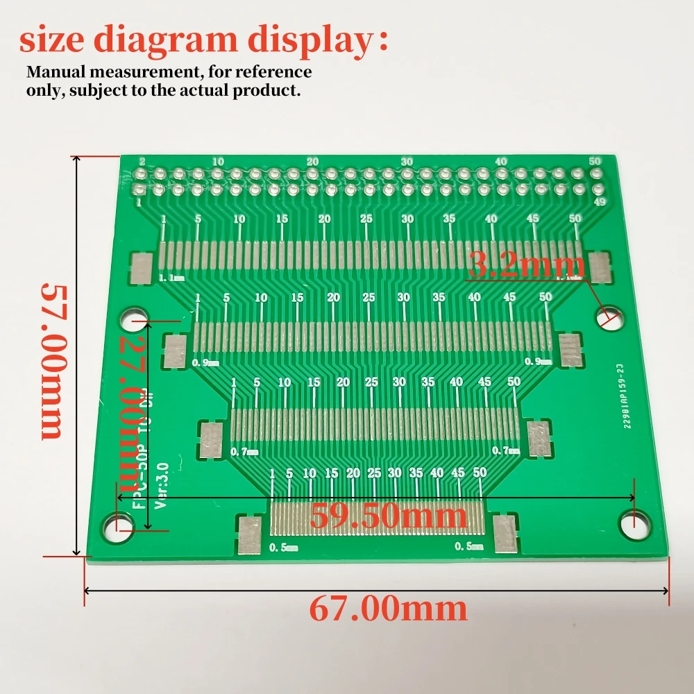 FPC/FFC Transfer Board 8 Kinds Spacing 0.5/0.7/0.9/1.1MM 50P TO DIP 2.54MM 0.6/0.8/1.0/1.2MM Double Panel 1Pcs
